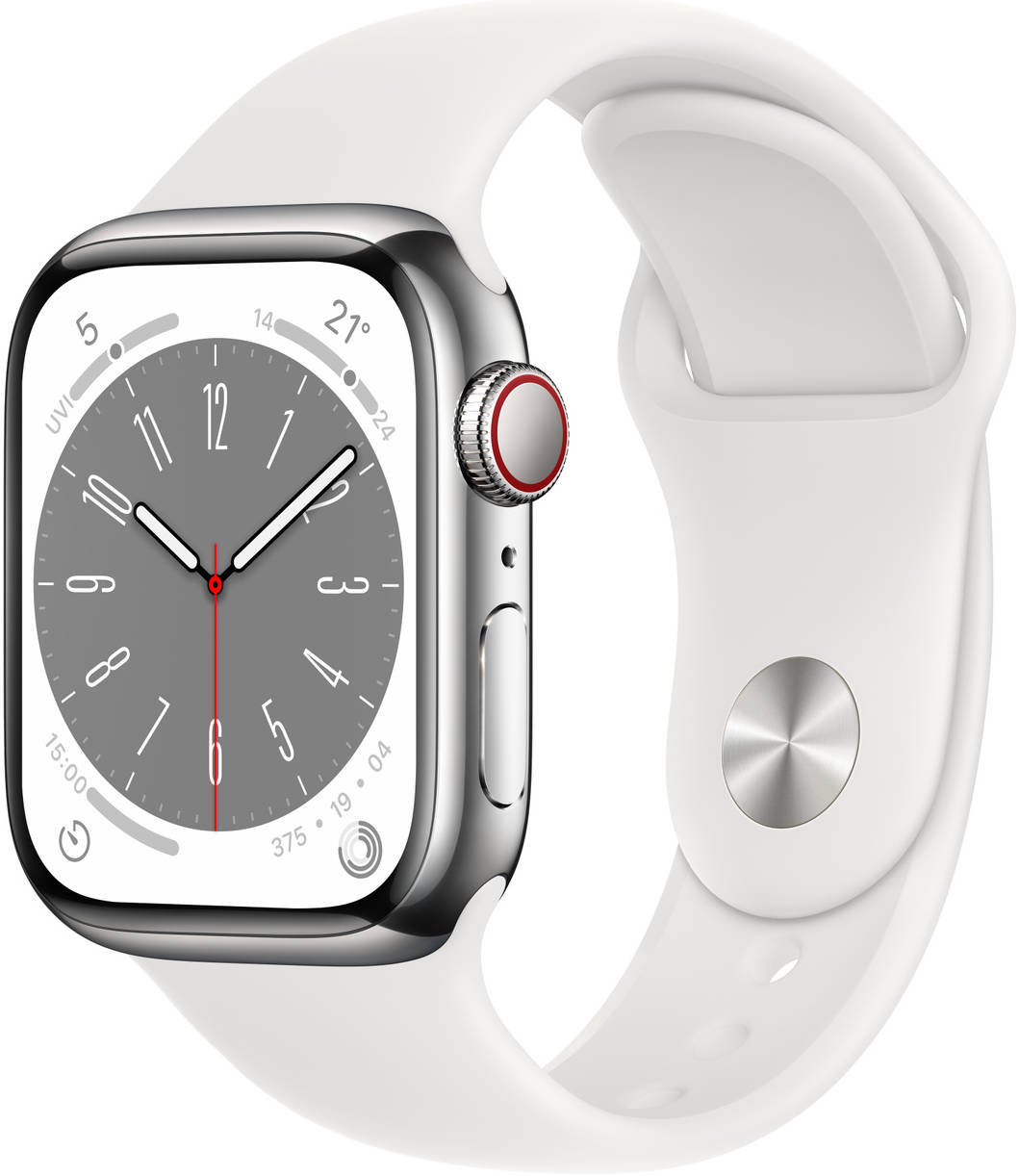 Apple Watch Series 8 (GPS, Cellular) Stainless steel Sport band - 41 mm