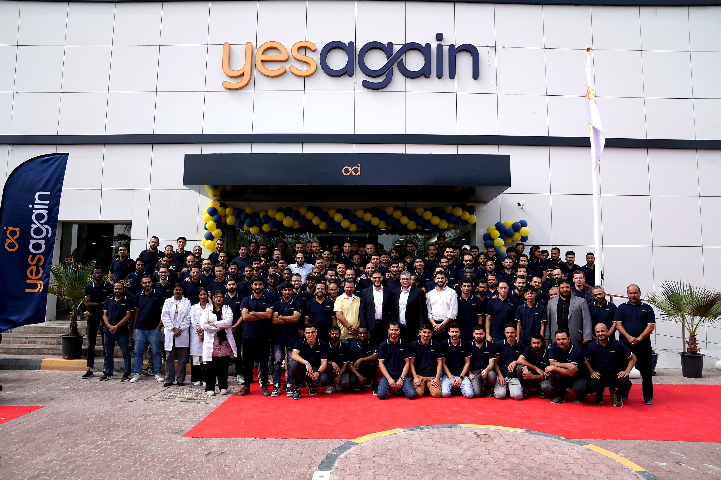 The YesAgain team outside the SAIF Zone facility on opening day