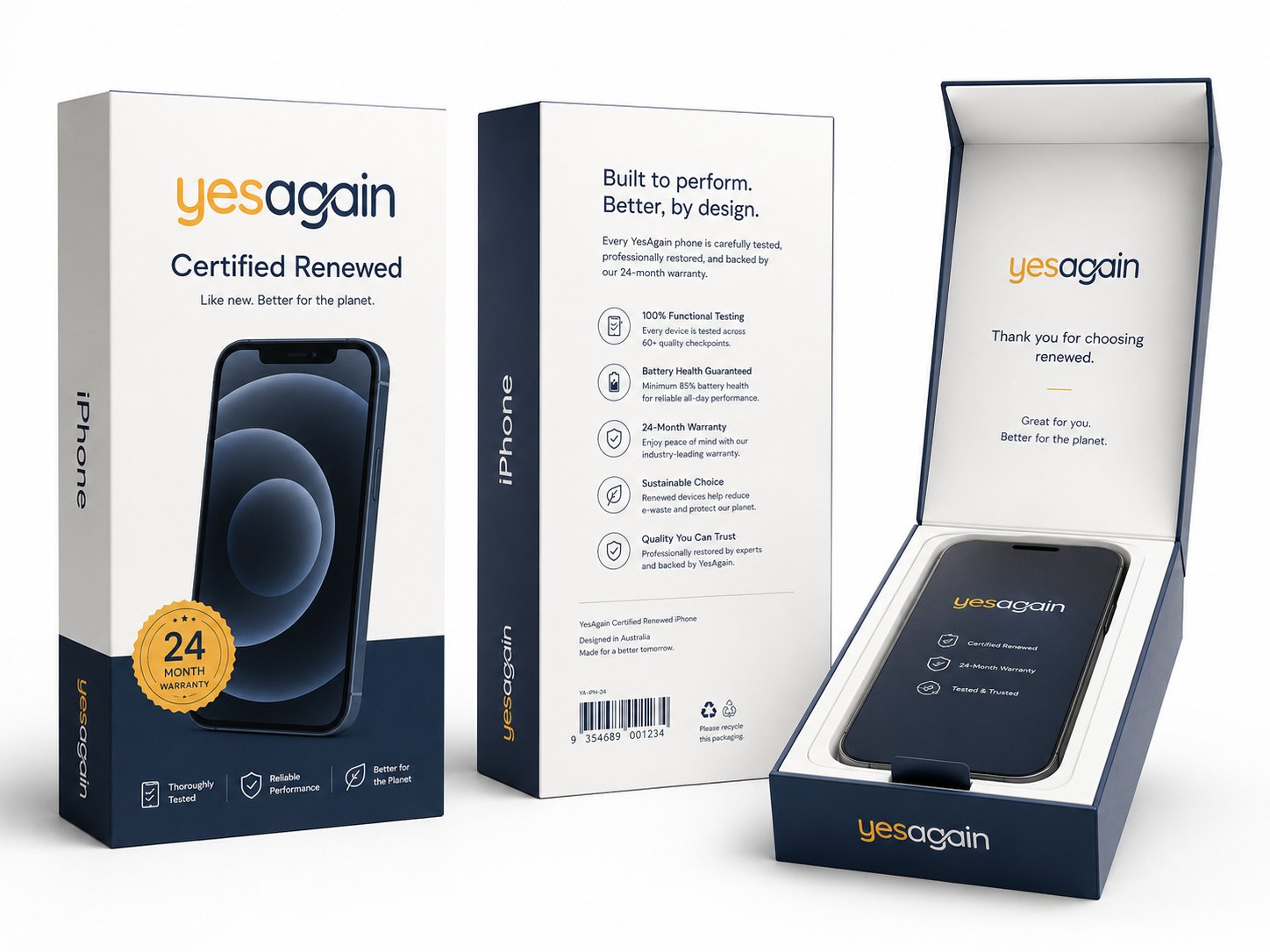 آيفون مُجدَّد أصلي معتمد في تغليف YesAgain الفاخر المُغلَّف